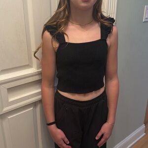 Janie and Jack Black crop sweater tank top size 12